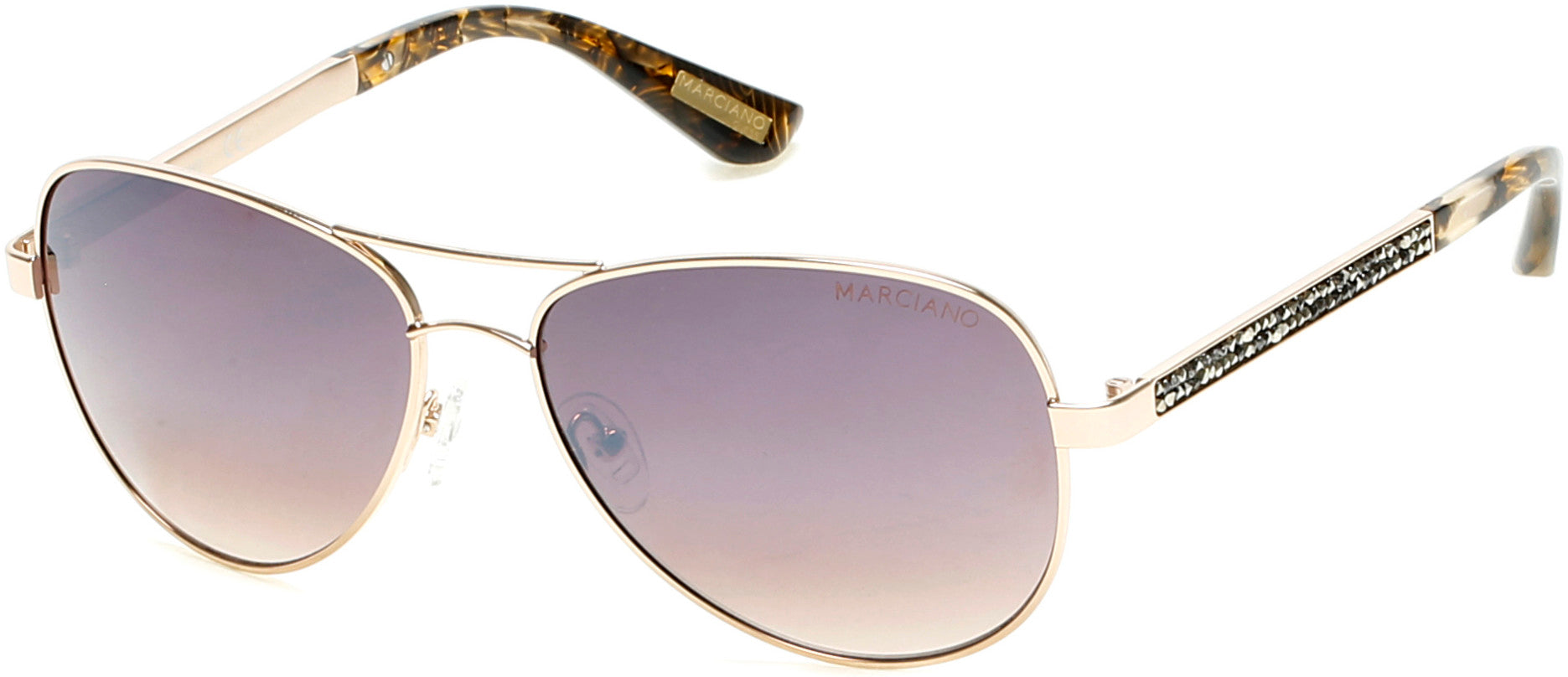 Guess By Marciano GM0754 Pilot Sunglasses 32G-32G - Shiny Gold/brown Gradient With Light Flash Lens