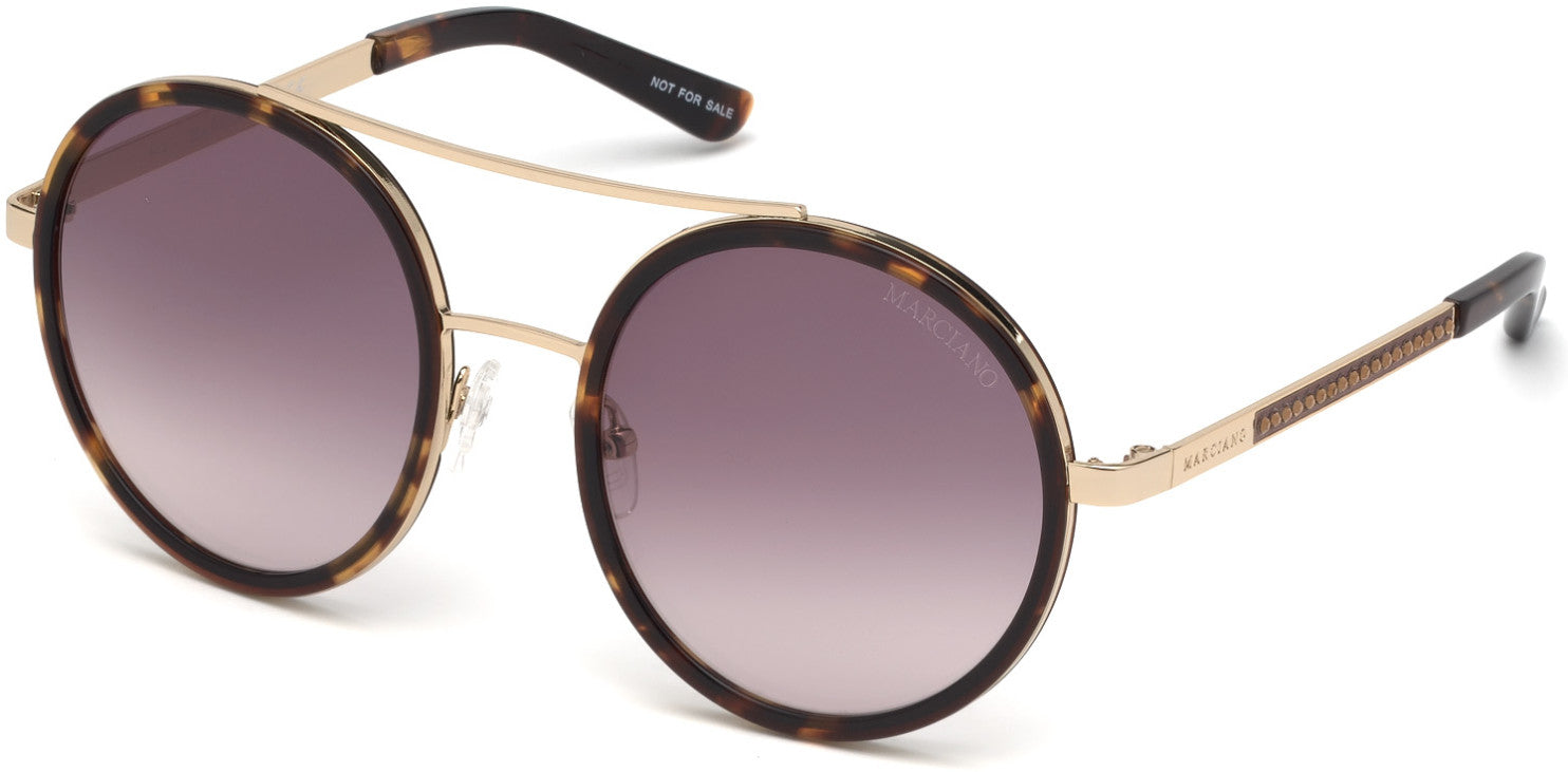 Guess By Marciano GM0780 Round Sunglasses 52F-52F - Dark Havana / Gradient Brown Lenses