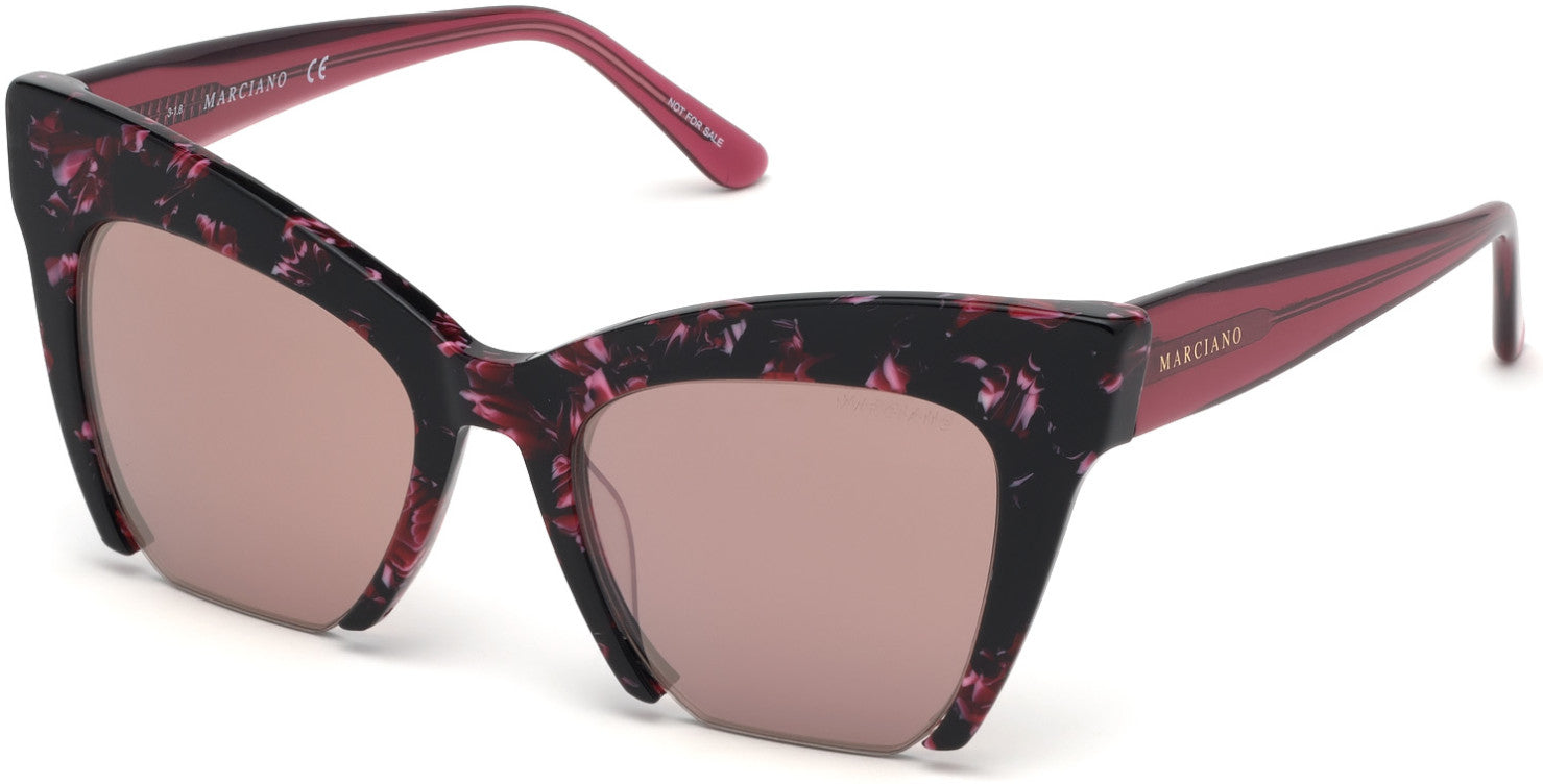 Guess By Marciano GM0785 Geometric Sunglasses 74U-74U - Pink  / Bordeaux Mirror Lenses
