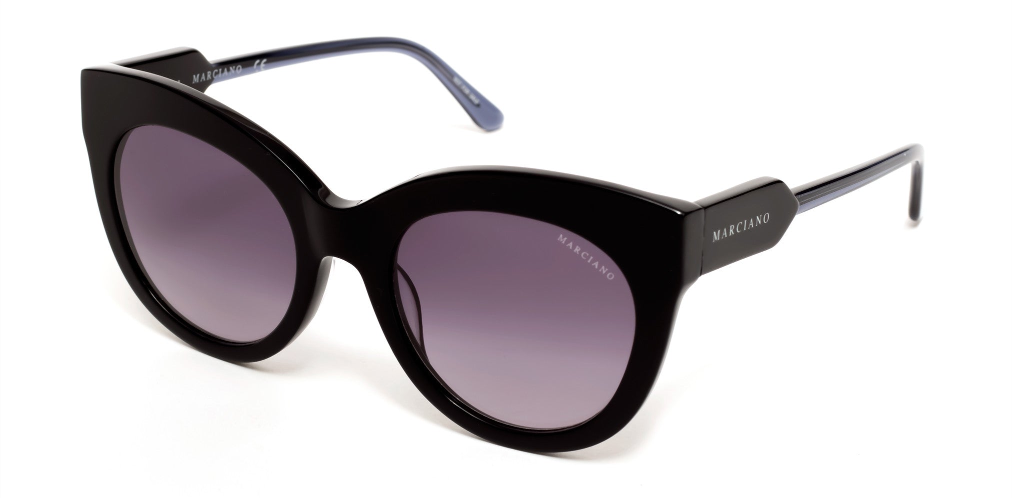 Guess By Marciano GM0787 Cat Sunglasses 01B-01B - Shiny Black / Gradient Smoke Lenses