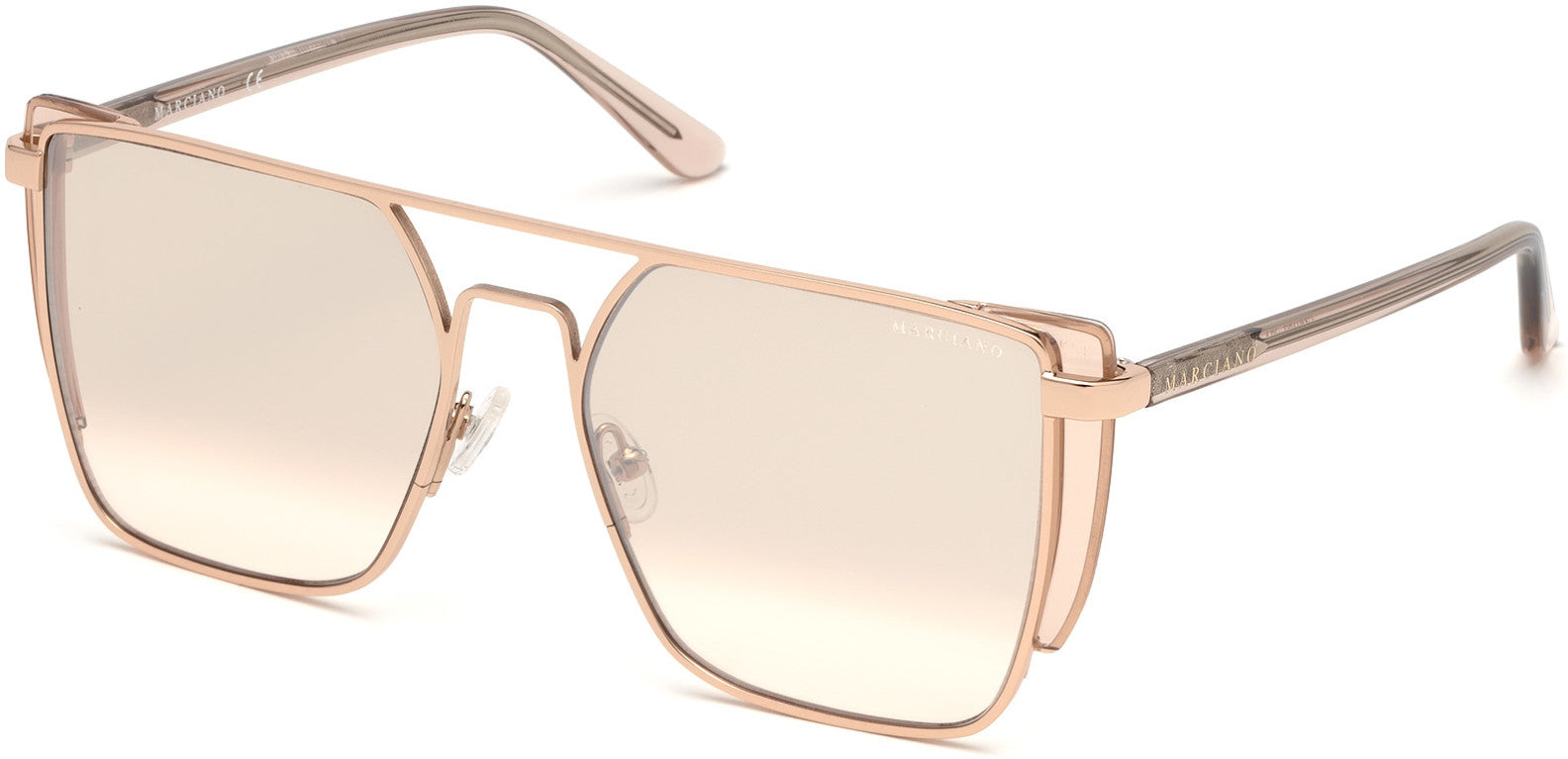 Guess By Marciano GM0789 Geometric Sunglasses 28Z-28Z - Shiny Rose Gold / Gradient Lenses