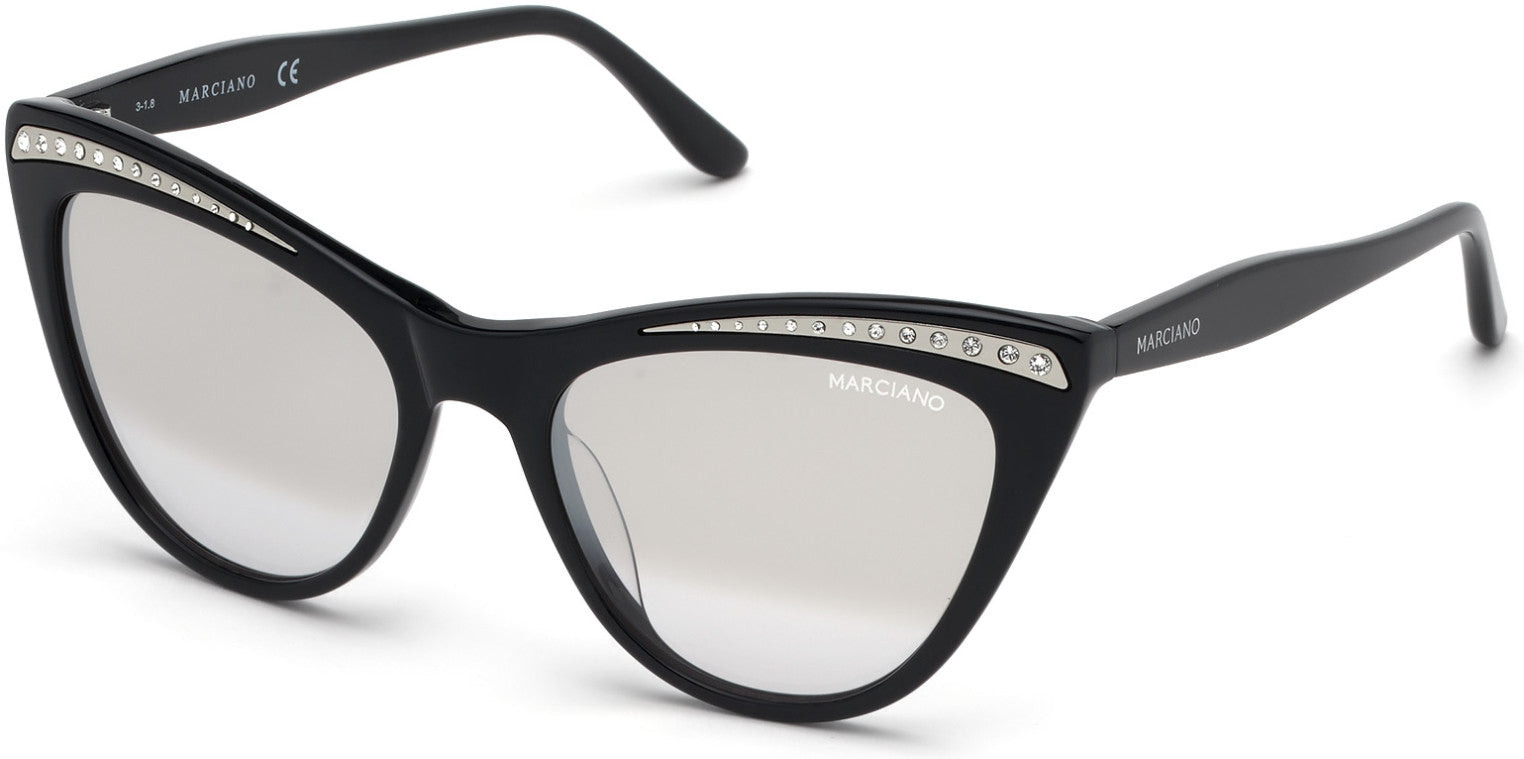 Guess By Marciano GM0793 Cat Sunglasses 01P-01P - Shiny Black  / Gradient Green Lenses
