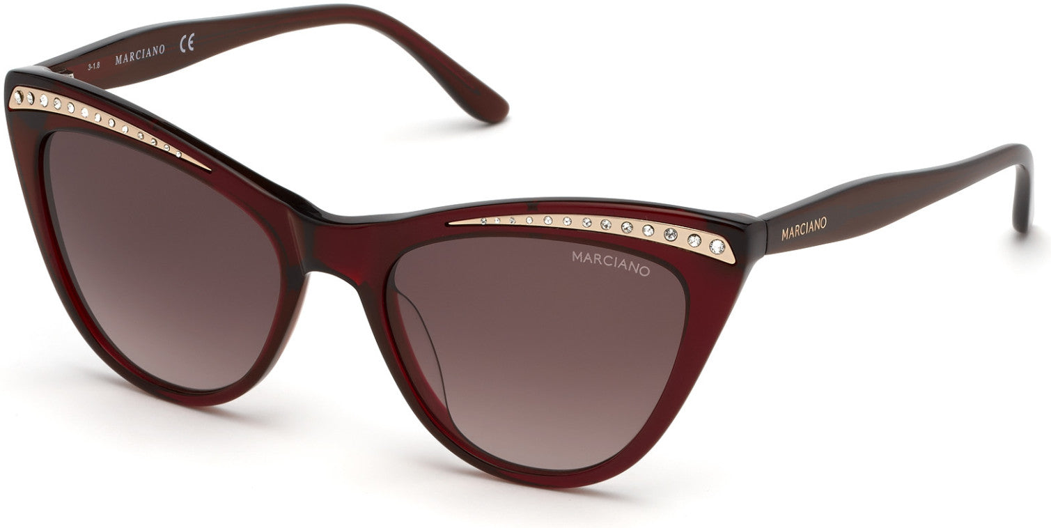 Guess By Marciano GM0793 Cat Sunglasses 66F-66F - Shiny Red / Gradient Brown Lenses