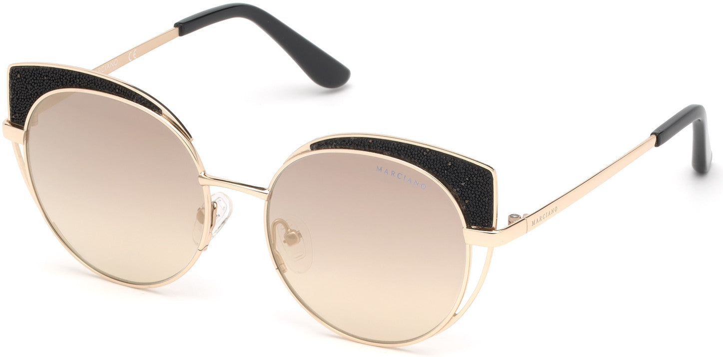 Guess By Marciano GM0796 Cat Sunglasses 32C-32C - Gold / Smoke Mirror Lenses