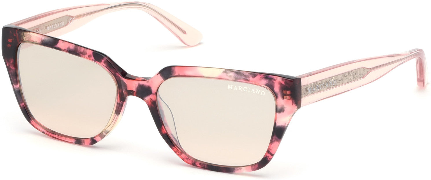 Guess By Marciano GM0799 Geometric Sunglasses 54Z-54Z - Red Havana / Gradient Or Mirror Violet Lenses