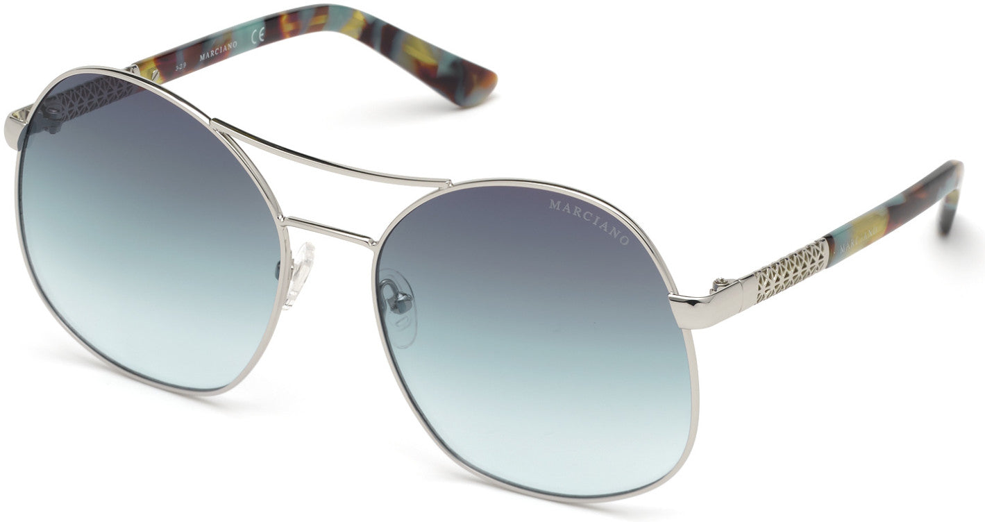 Guess By Marciano GM0807 Round Sunglasses 10W-10W - Shiny Light Nickeltin / Gradient Blue