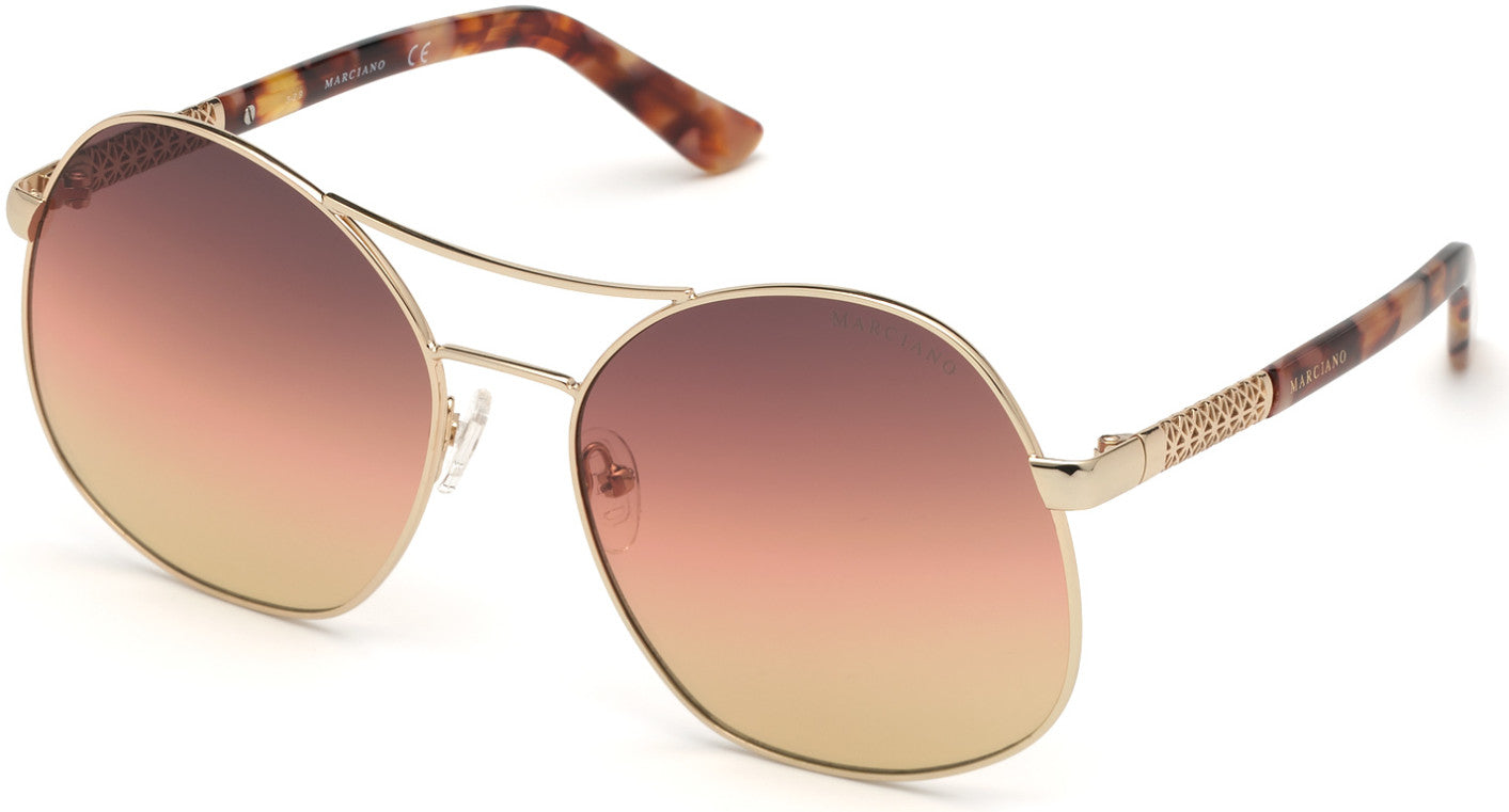 Guess By Marciano GM0807 Round Sunglasses 32B-32B - Gold / Gradient Smoke
