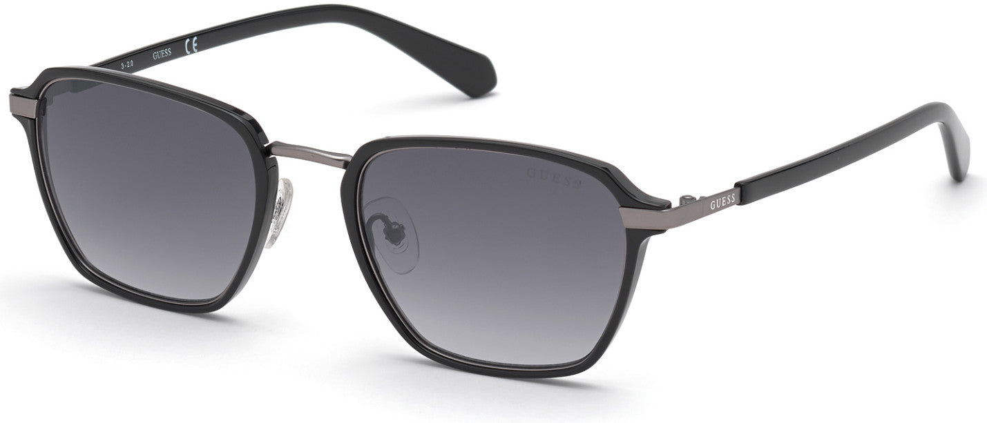 Guess GU00030 Square Sunglasses 01B-01B - Shiny Black  / Gradient Smoke