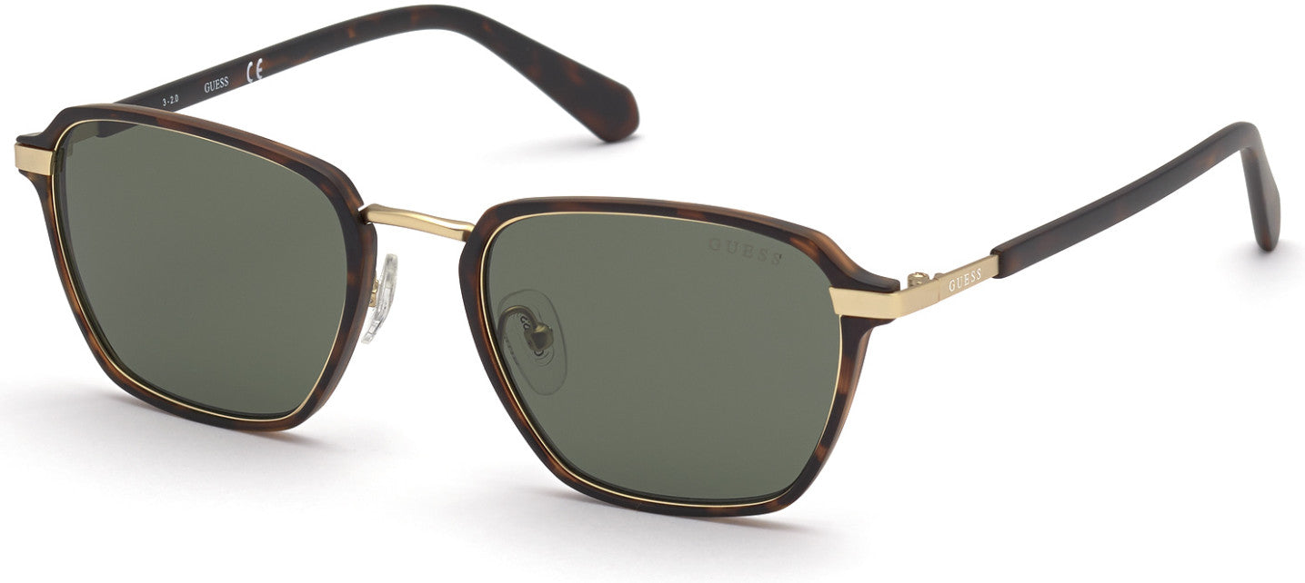 Guess GU00030 Square Sunglasses 52N-52N - Dark Havana / Green