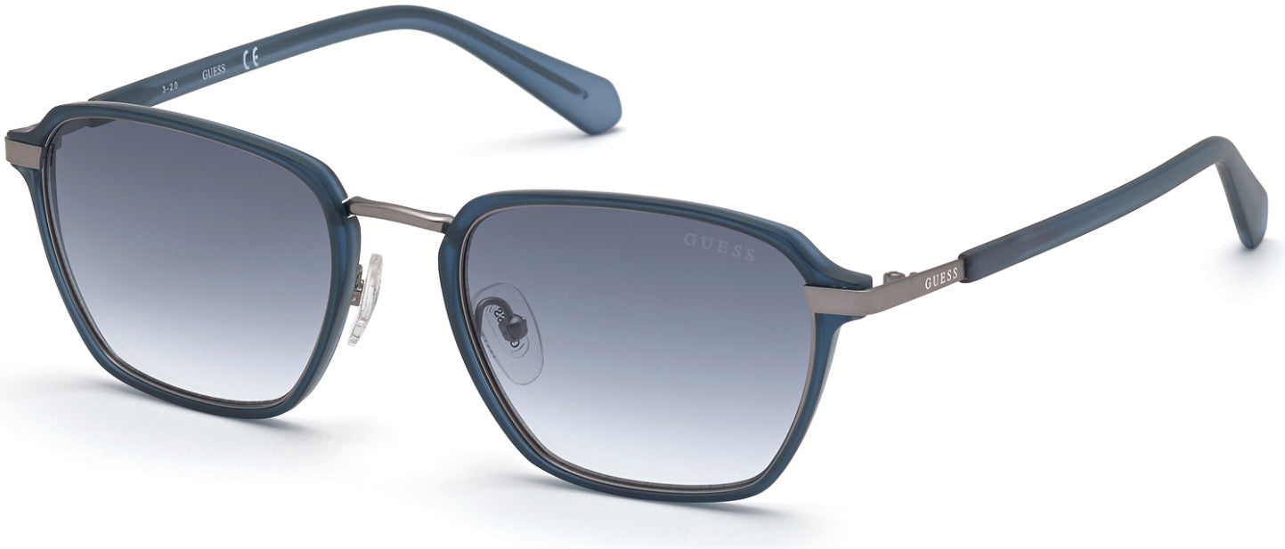 Guess GU00030 Square Sunglasses 91W-91W - Matte Blue / Gradient Blue
