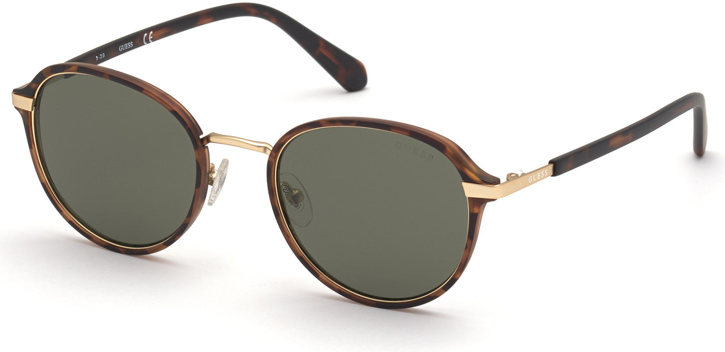 Guess GU00031 Round Sunglasses 52N-52N - Dark Havana / Green