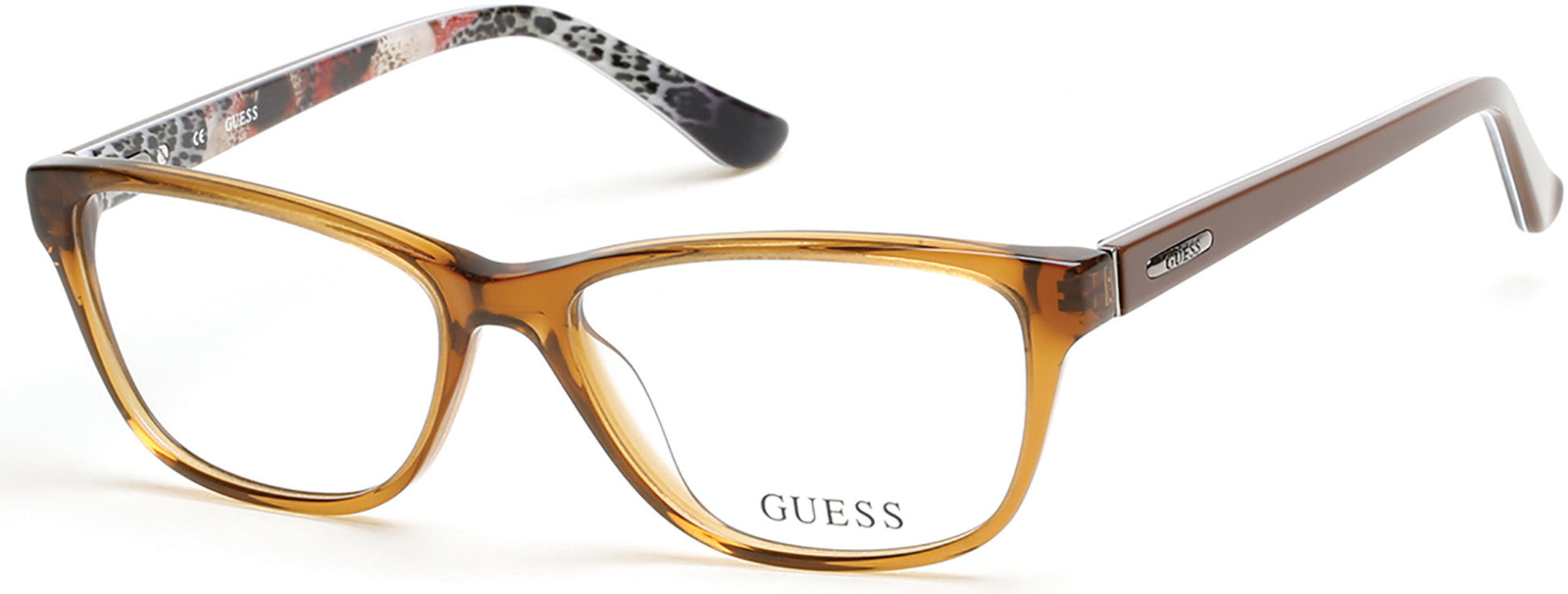 Guess GU2513 Rectangular Eyeglasses 047-047 - Light Brown/other