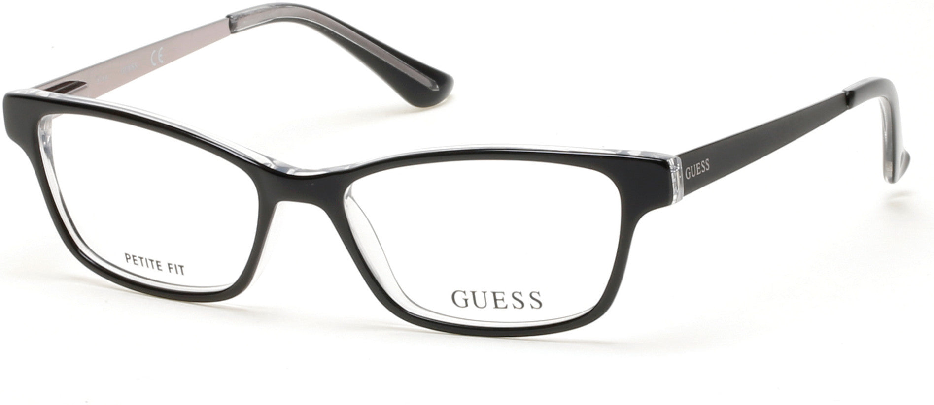 Guess GU2538 Rectangular Eyeglasses 003-003 - Black/crystal