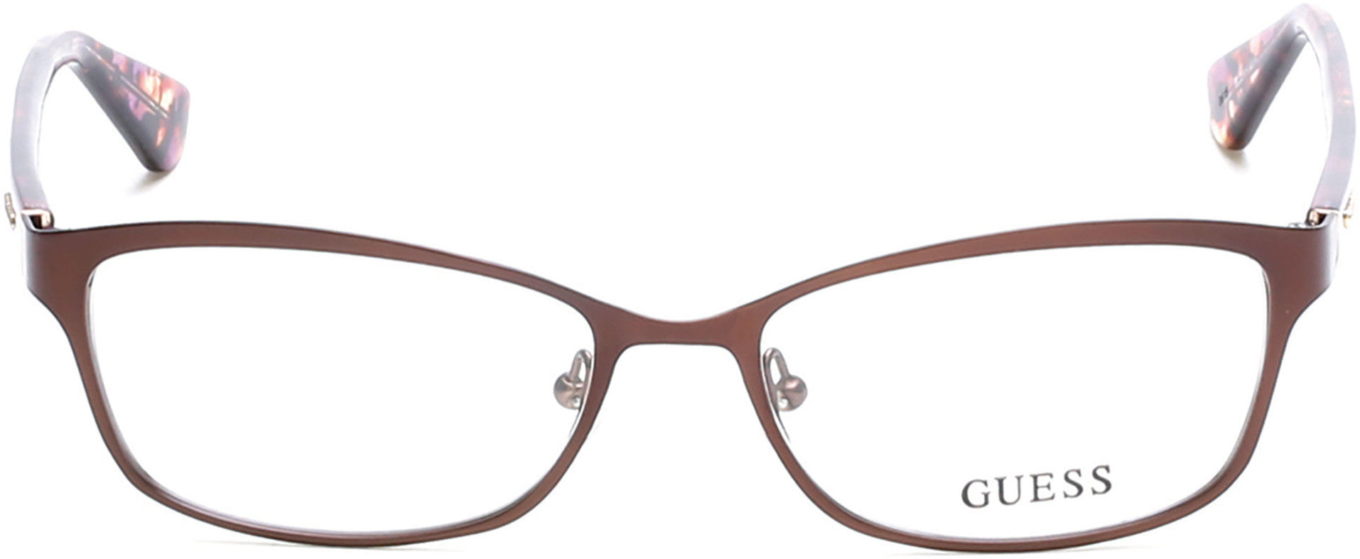 Guess GU2548 Geometric Eyeglasses 049-049 - Matte Dark Brown