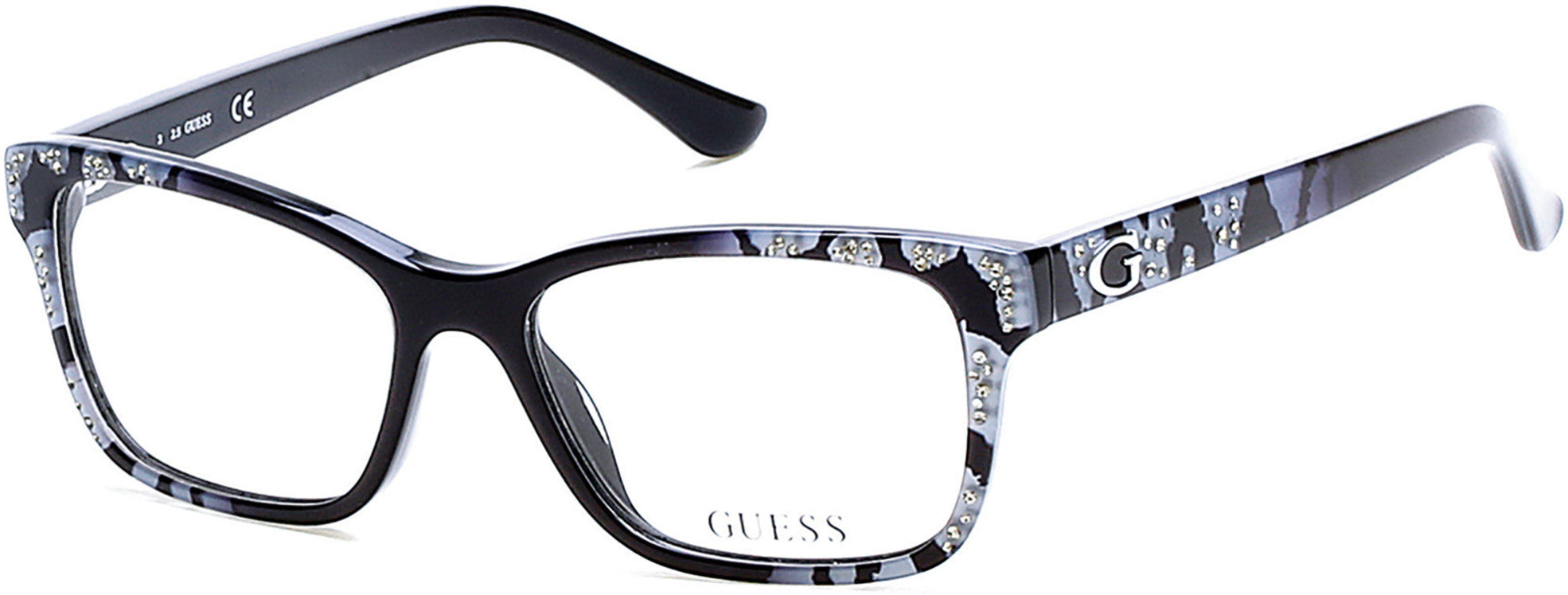Guess GU2553 Geometric Eyeglasses 001-001 - Shiny Black