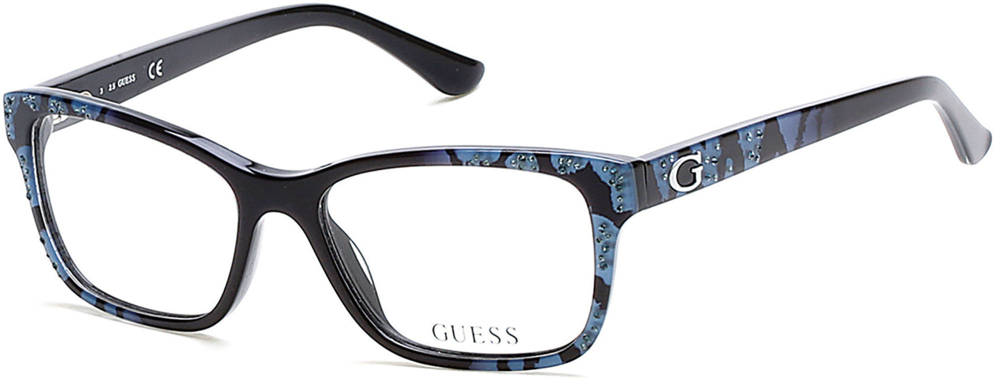 Guess GU2553 Geometric Eyeglasses 005-005 - Black/other