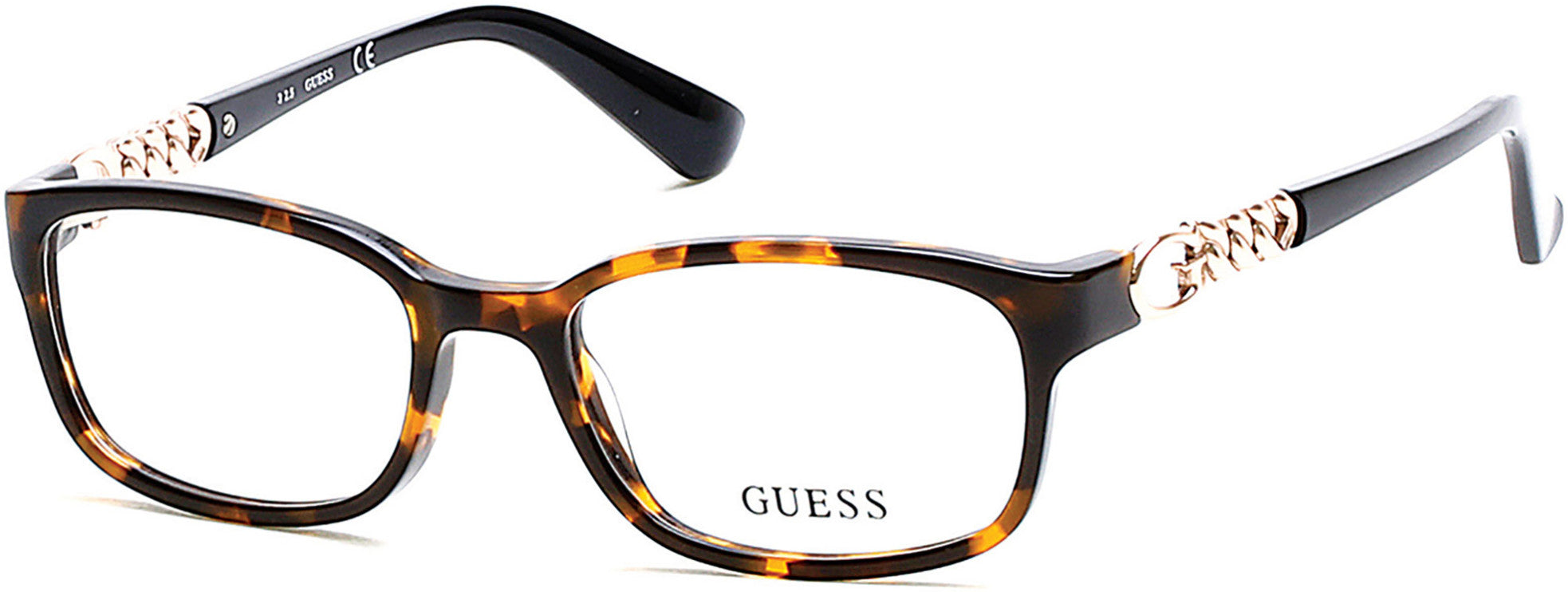 Guess GU2558 Geometric Eyeglasses 052-052 - Dark Havana