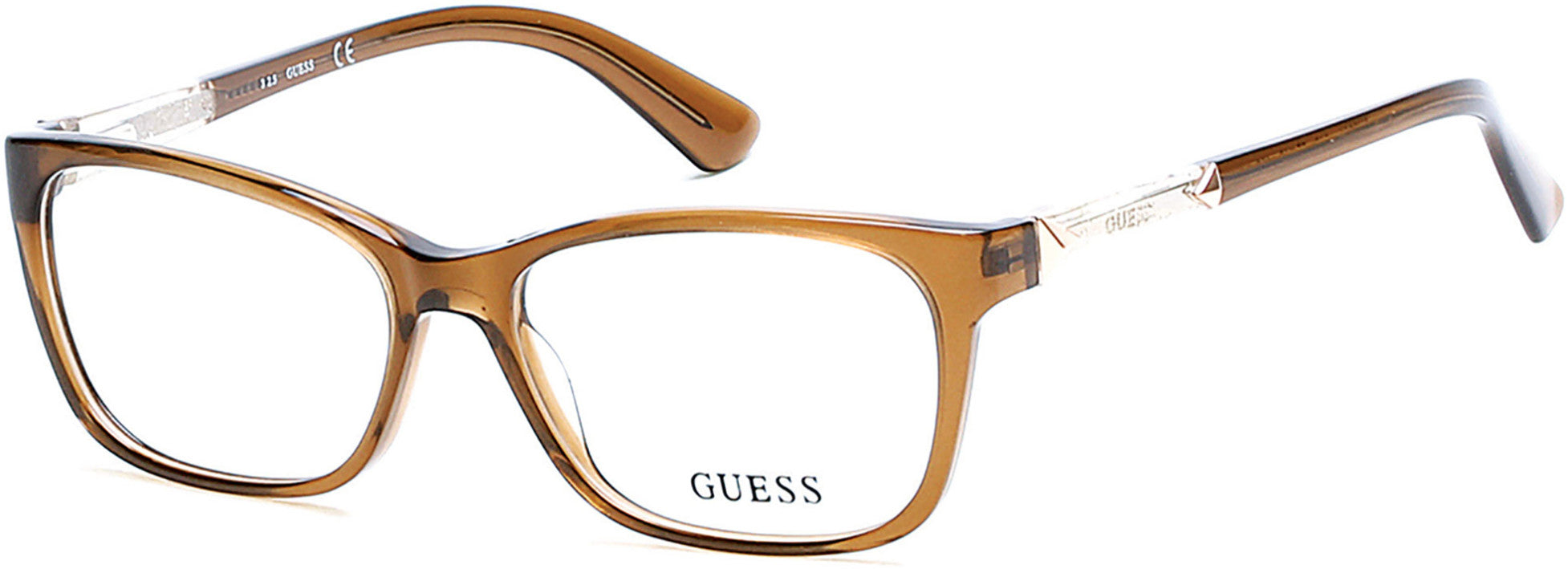 Guess GU2561-F Geometric Eyeglasses 045-045 - Shiny Light Brown