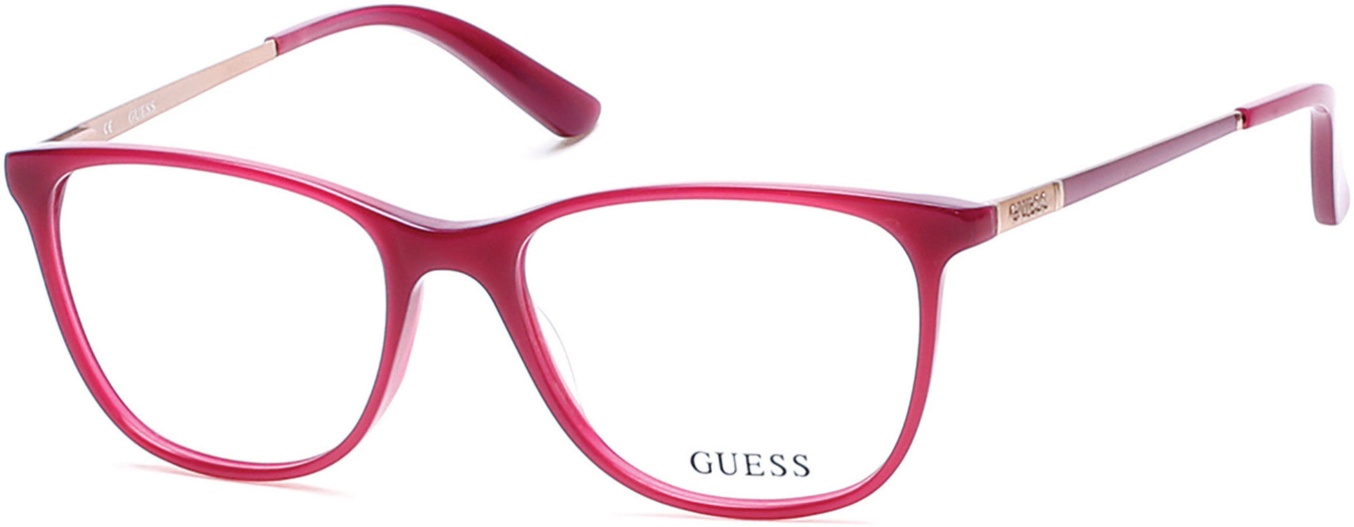 Guess GU2566 Cat Eyeglasses 075-075 - Shiny Fuxia