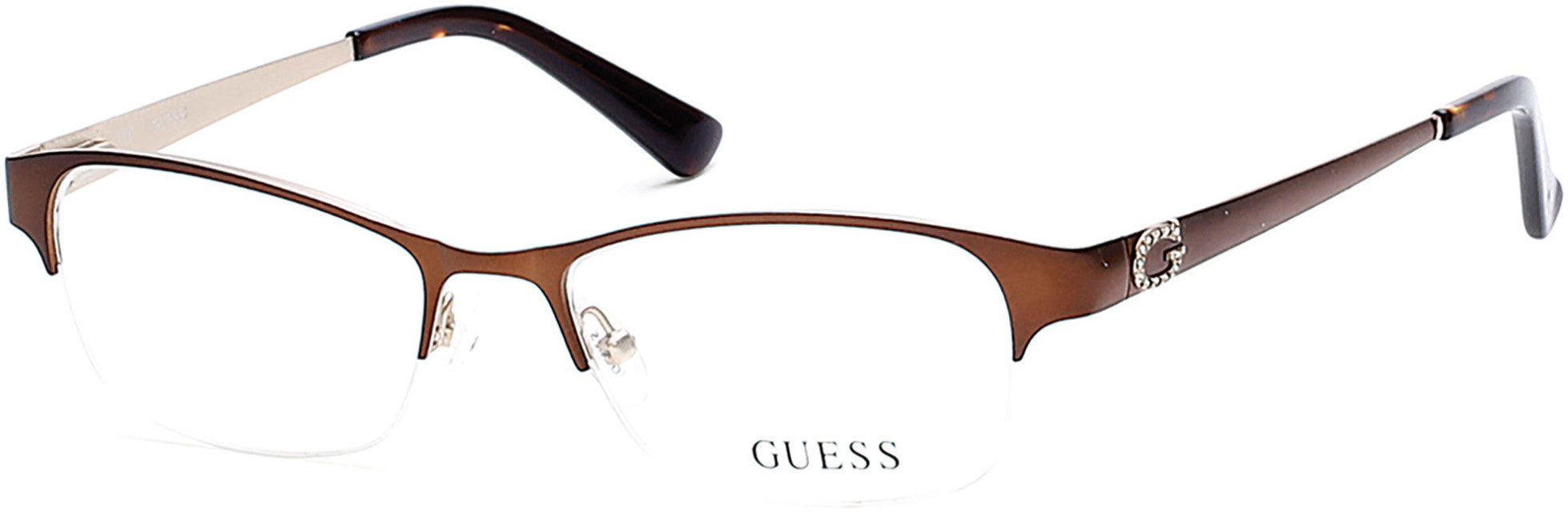 Guess GU2567 Round Eyeglasses 049-049 - Matte Dark Brown