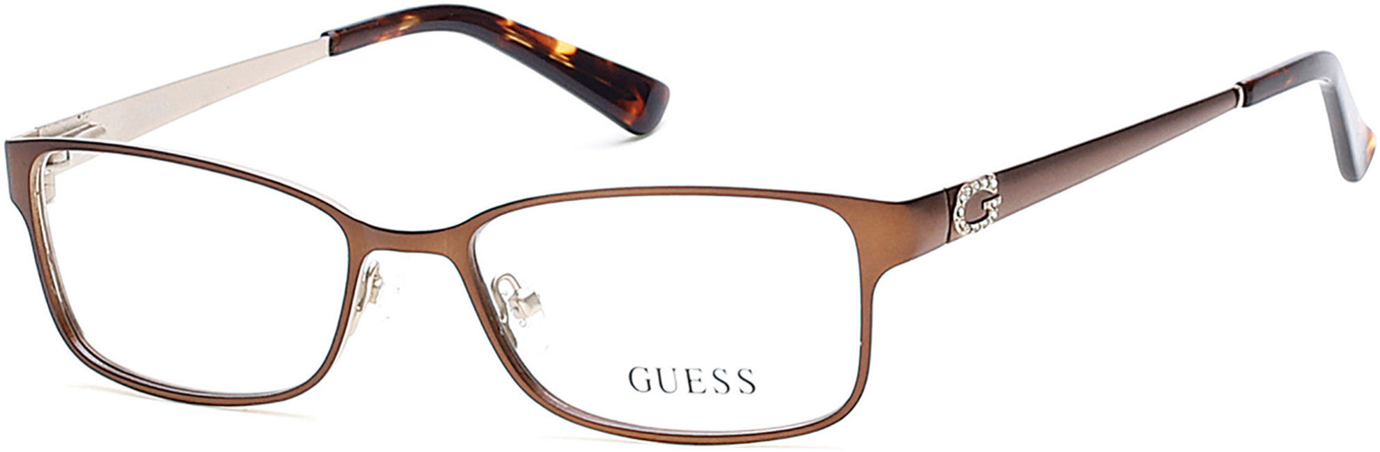 Guess GU2568 Rectangular Eyeglasses 049-049 - Matte Dark Brown