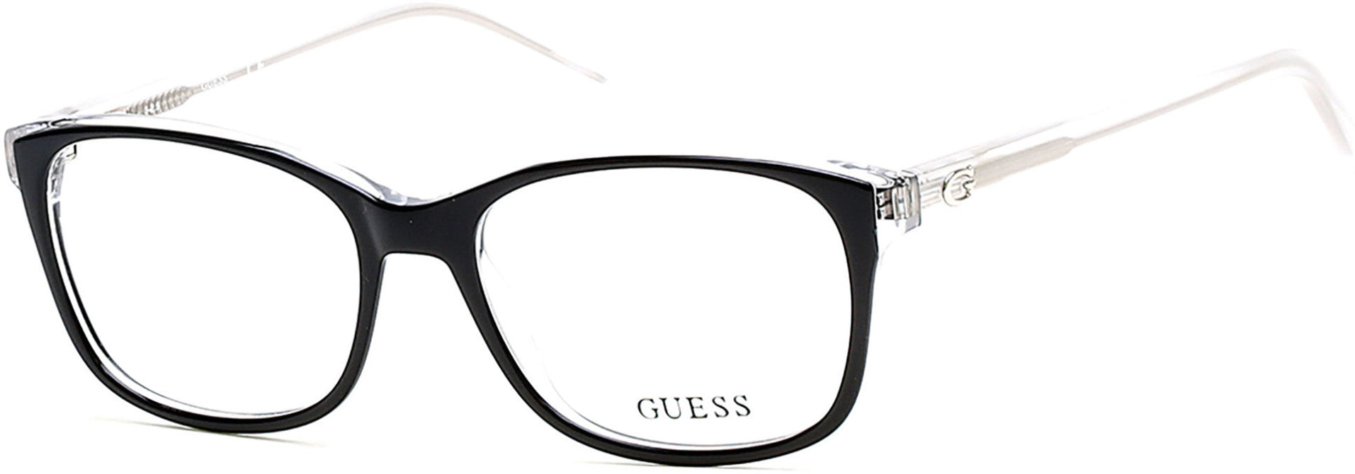 Guess GU2582 Geometric Eyeglasses 003-003 - Black/crystal