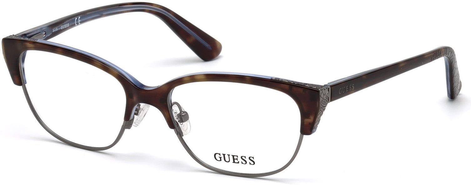 Guess GU2590 Geometric Eyeglasses 056-056 - Havana/other