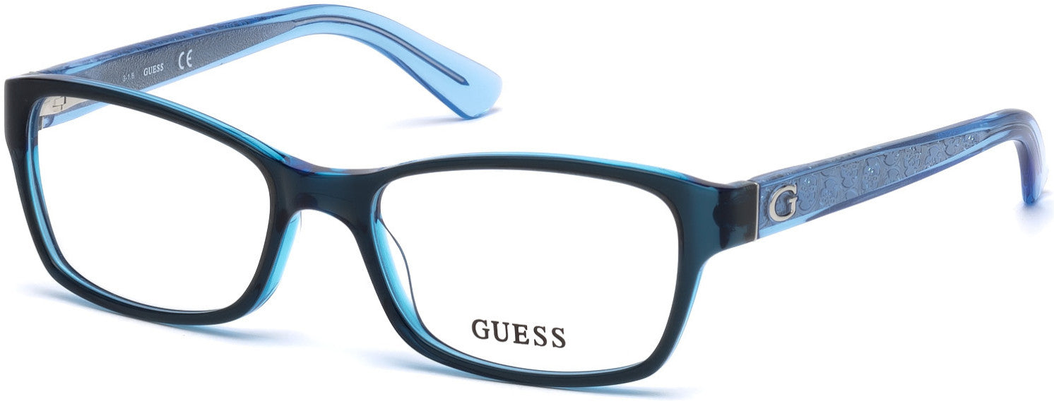 Guess GU2591 Geometric Eyeglasses 090-090 - Shiny Blue