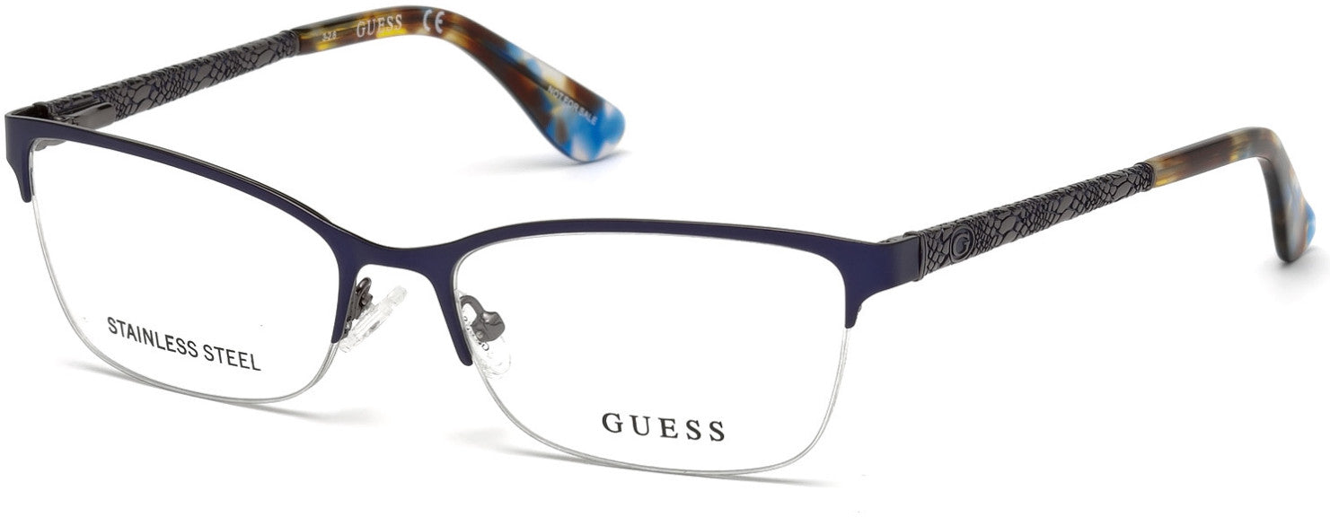 Guess GU2613 Geometric Eyeglasses 091-091 - Matte Blue