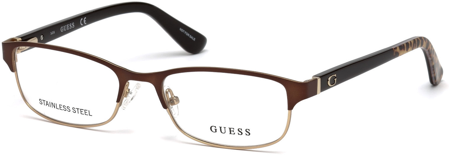 Guess GU2614 Geometric Eyeglasses 049-049 - Matte Dark Brown
