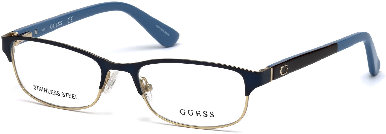 Guess GU2614 Geometric Eyeglasses 091-091 - Matte Blue