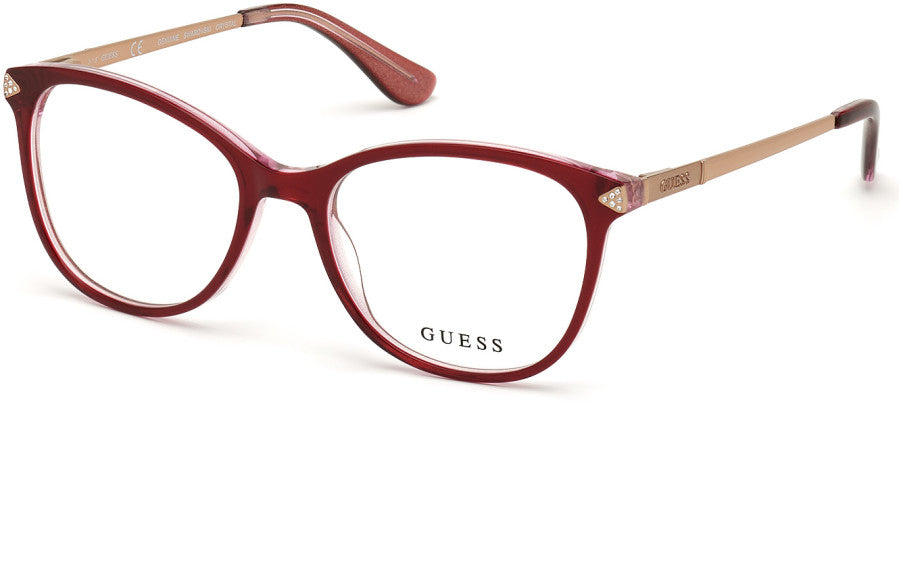 Guess GU2632-S Geometric Eyeglasses 069-069 - Shiny Bordeaux