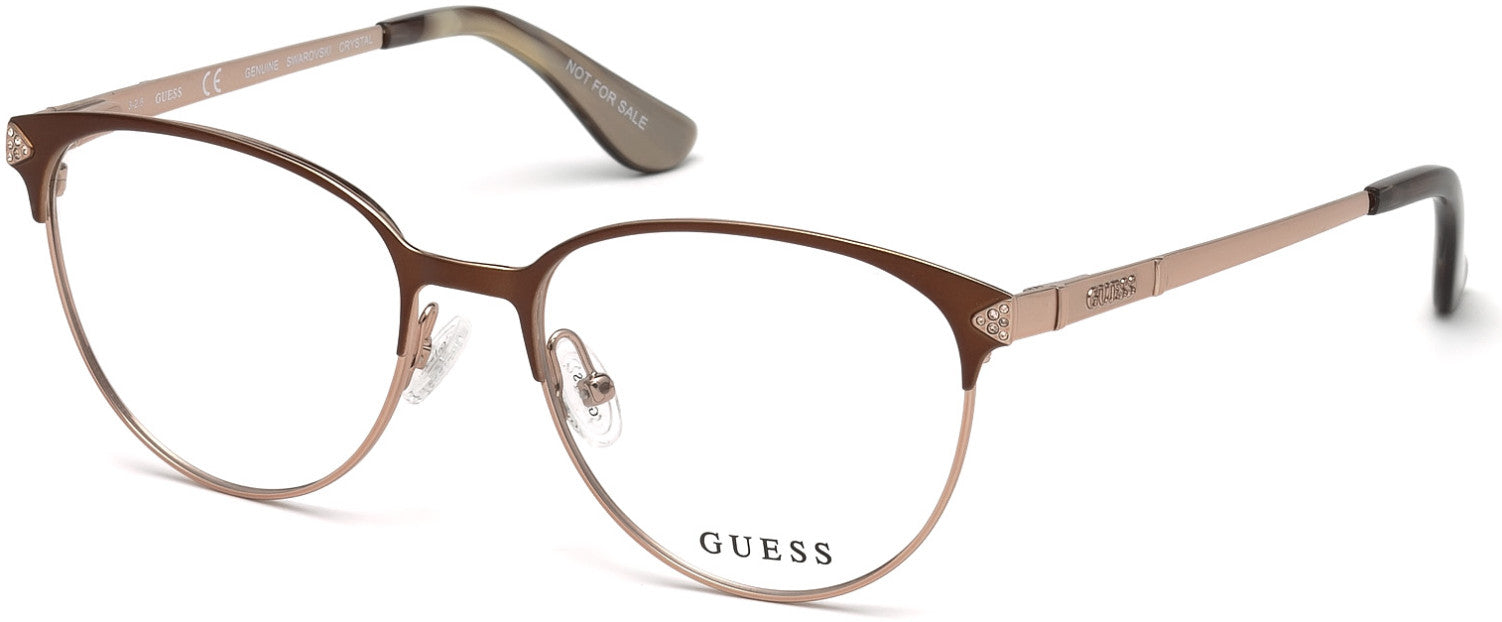 Guess GU2633-S Round Eyeglasses 049-049 - Matte Dark Brown