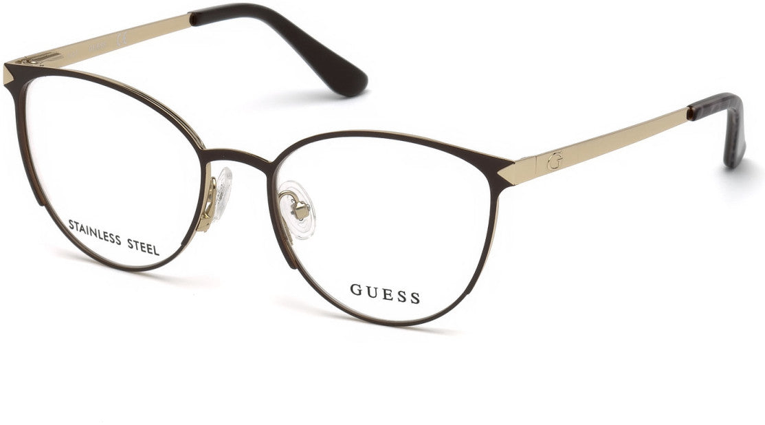 Guess GU2665 Round Eyeglasses 049-049 - Matte Dark Brown