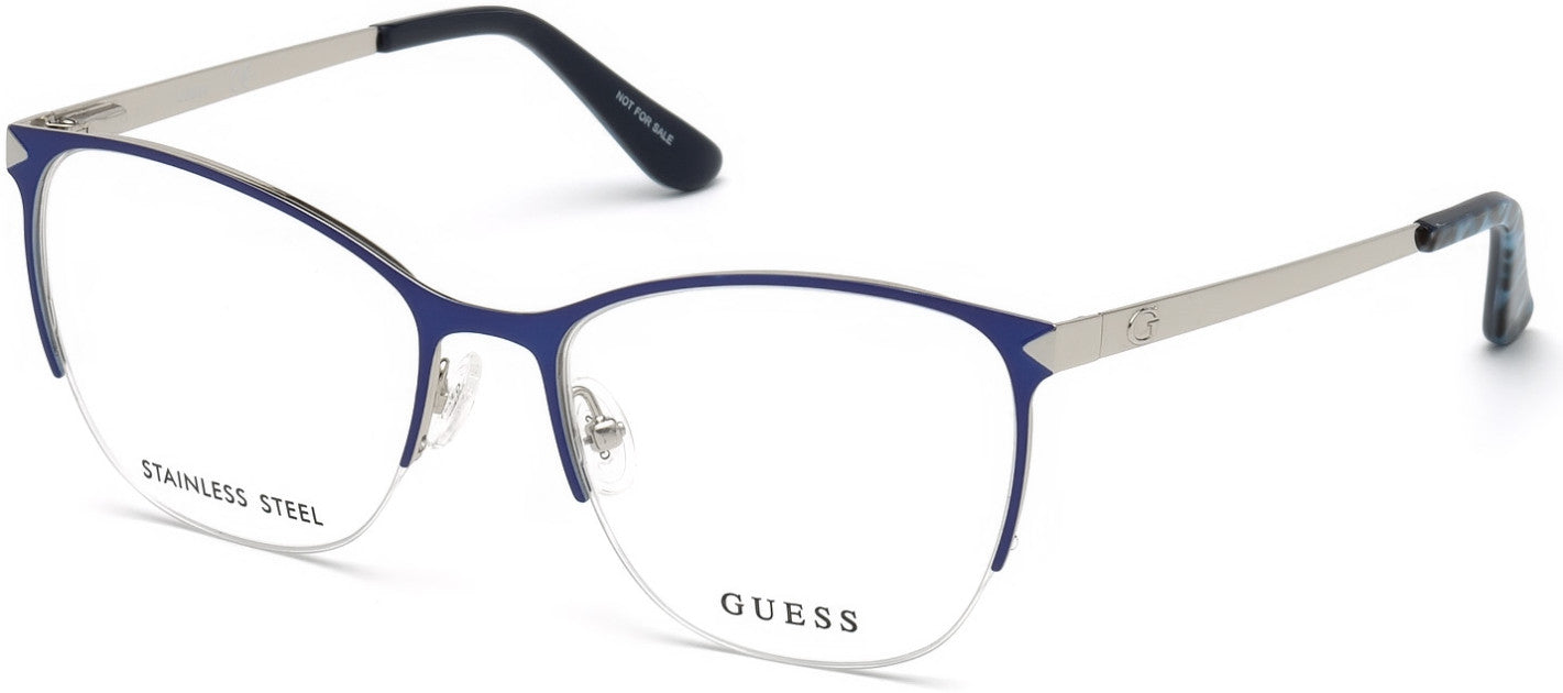 Guess GU2666 Geometric Eyeglasses 090-090 - Shiny Blue