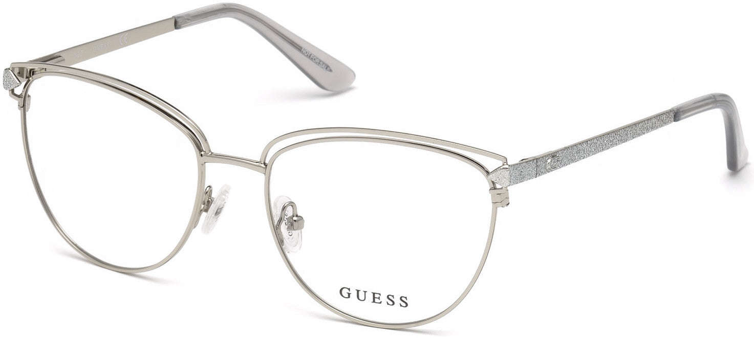 Guess GU2685 Pilot Eyeglasses 010-010 - Shiny Light Nickeltin