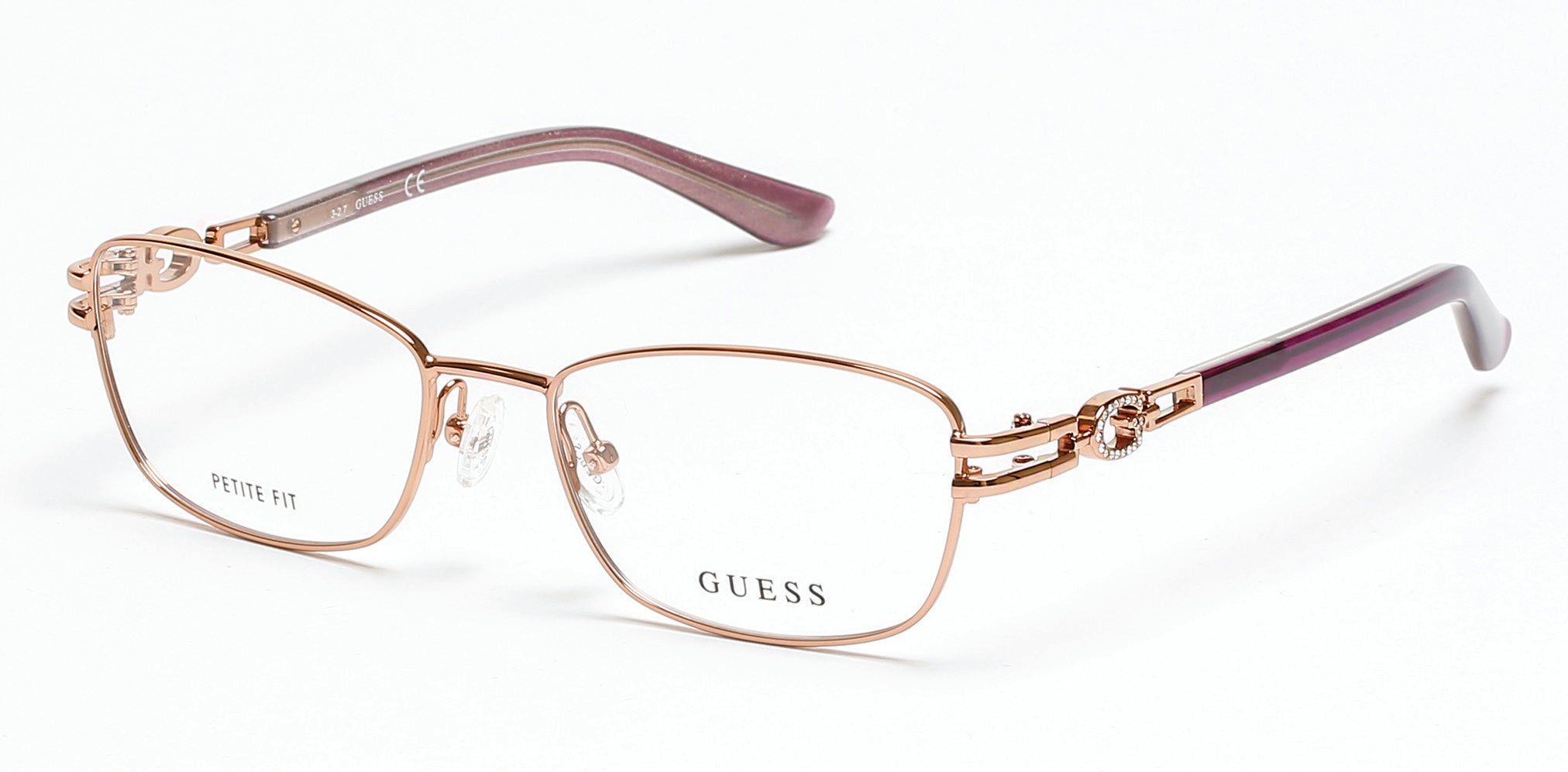 Guess GU2687 Geometric Eyeglasses 028-028 - Shiny Rose Gold