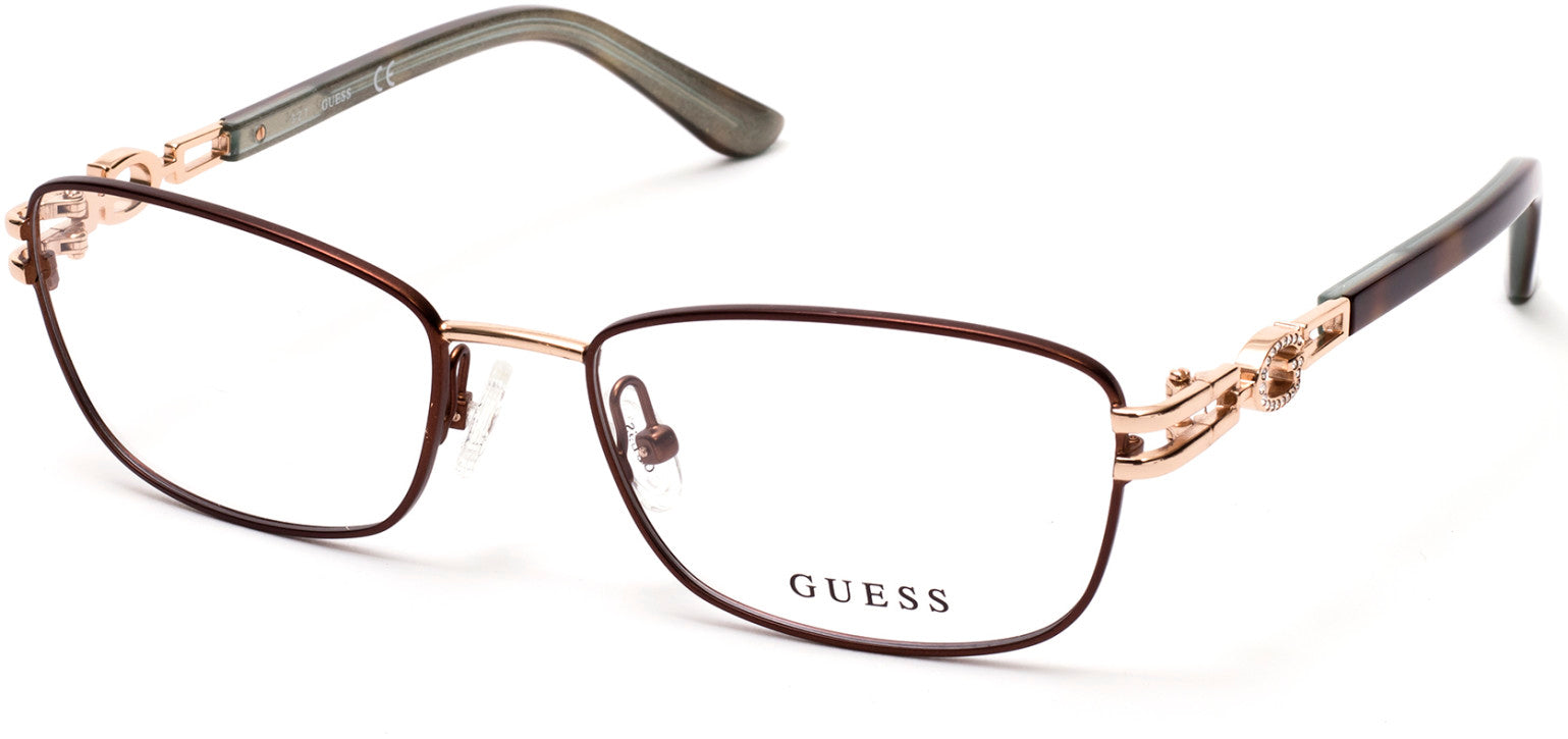 Guess GU2687 Geometric Eyeglasses 049-049 - Matte Dark Brown