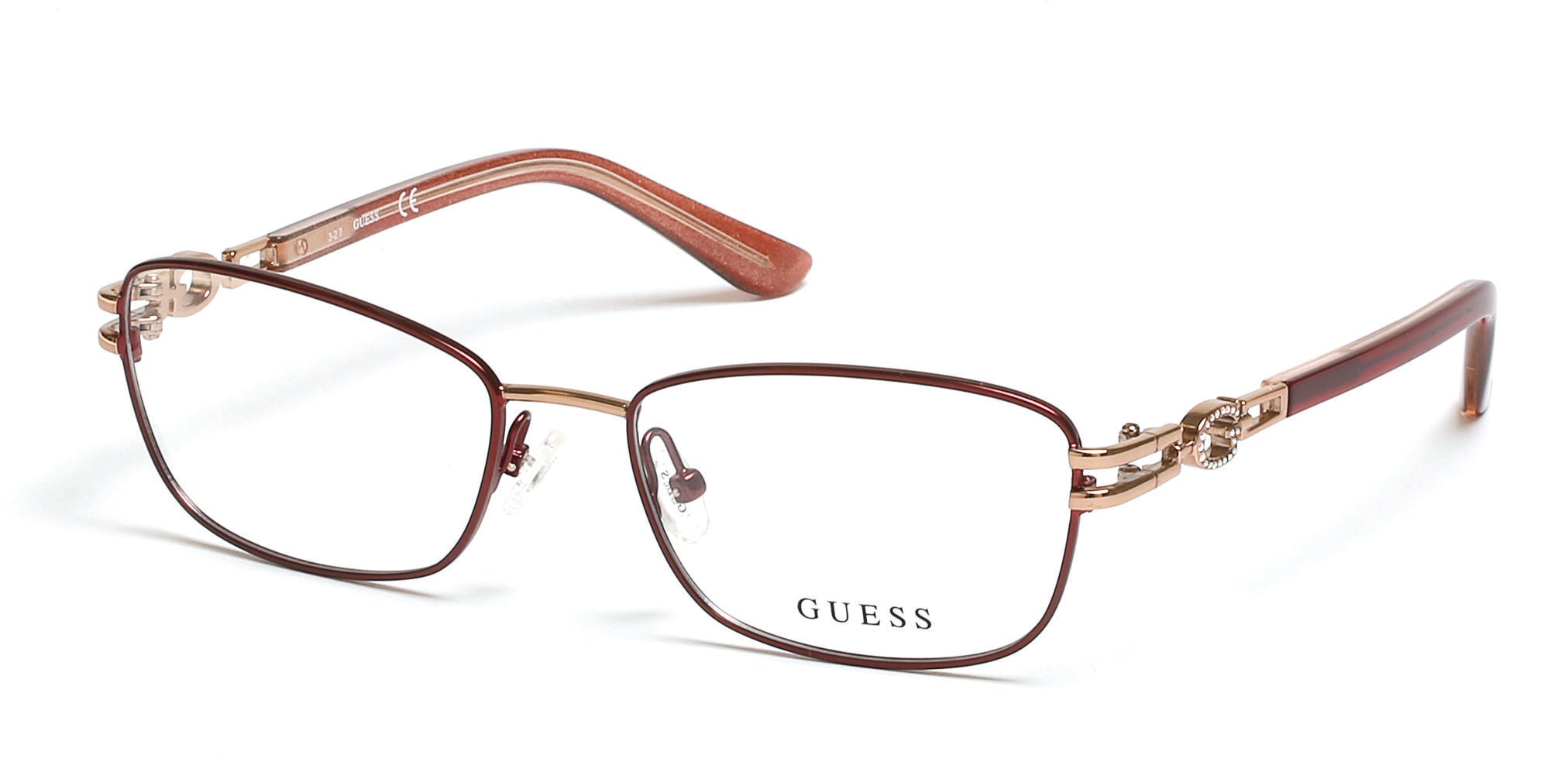 Guess GU2687 Geometric Eyeglasses 070-070 - Matte Bordeaux