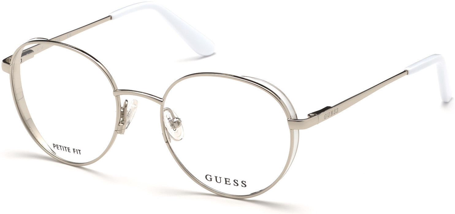 Guess GU2700 Round Eyeglasses 010-010 - Shiny Light Nickeltin