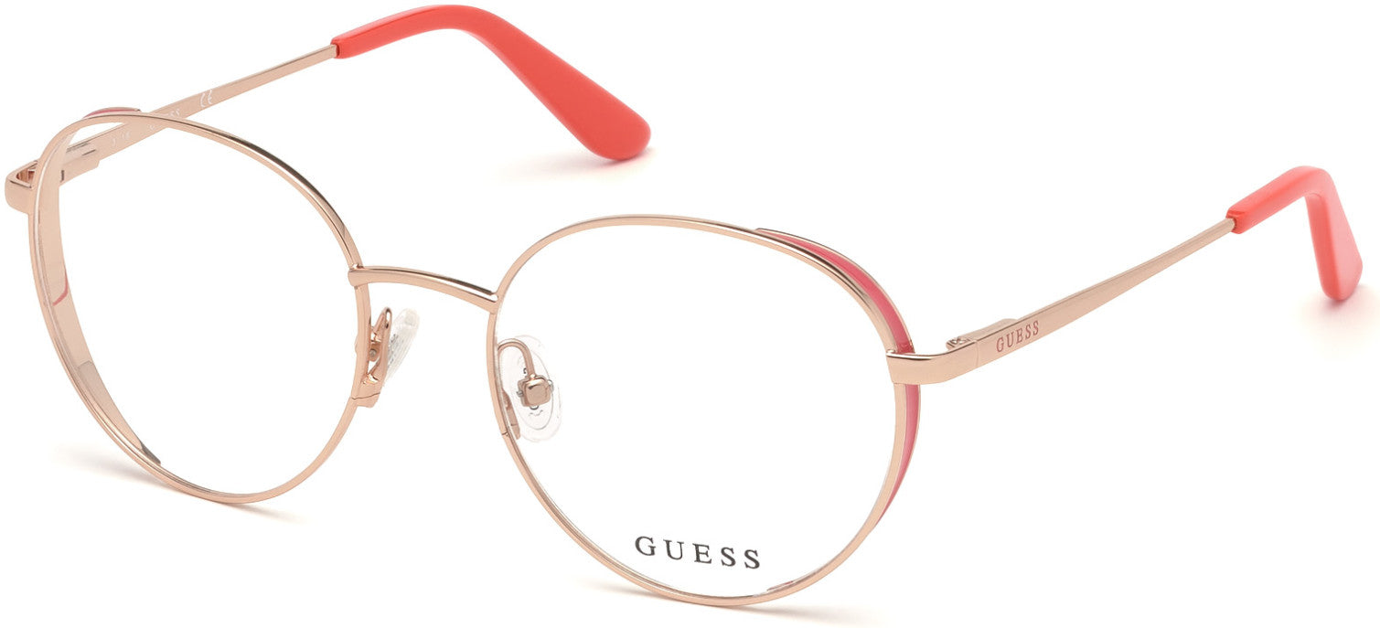 Guess GU2700 Round Eyeglasses 028-028 - Shiny Rose Gold