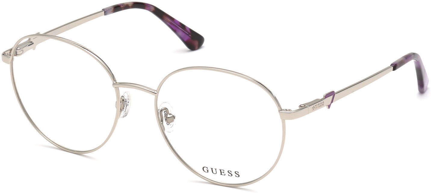 Guess GU2812 Round Eyeglasses 010-010 - Shiny Light Nickeltin