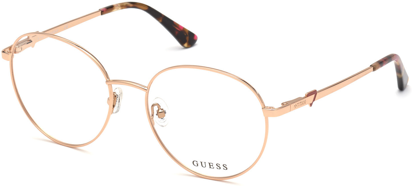 Guess GU2812 Round Eyeglasses 028-028 - Shiny Rose Gold