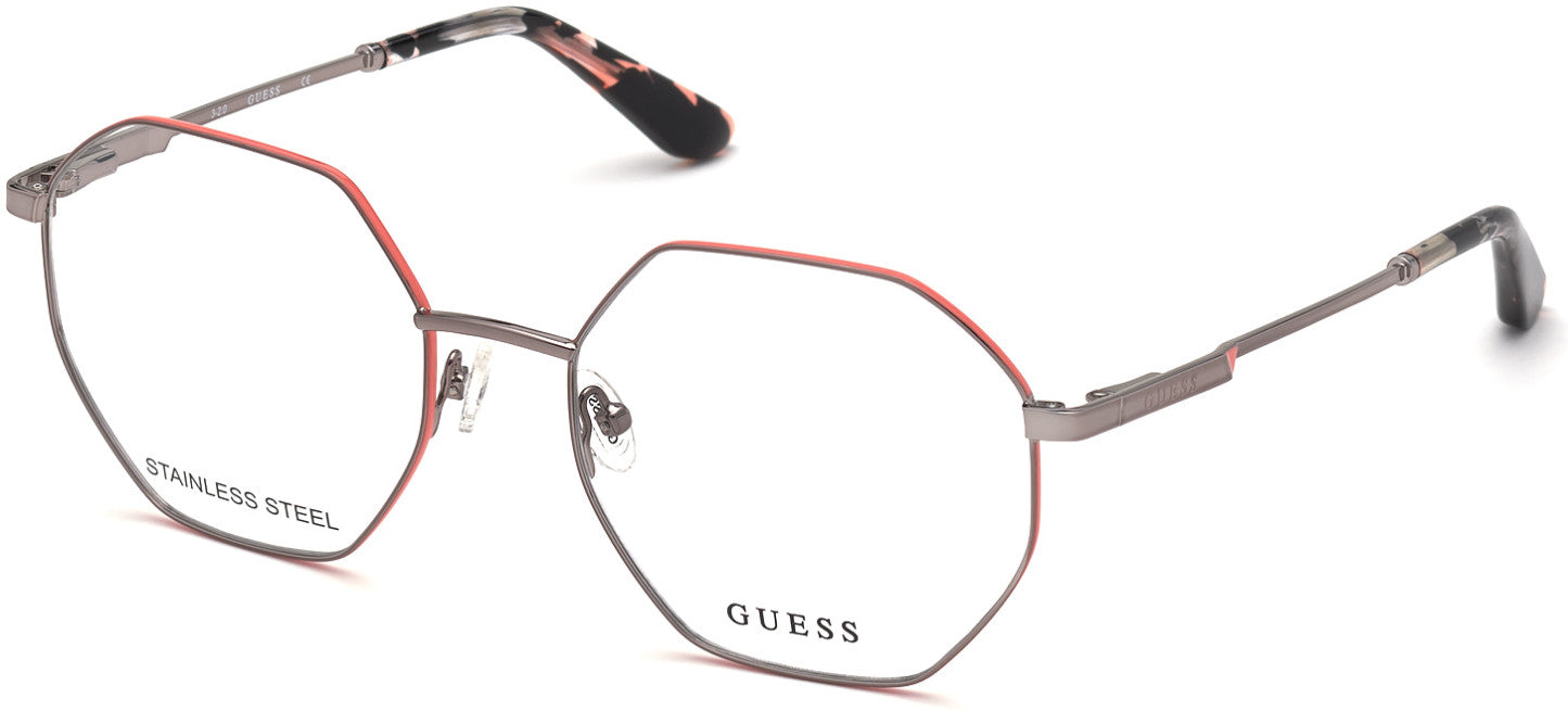 Guess GU2849 Geometric Eyeglasses 006-006 - Shiny Dark Nickeltin