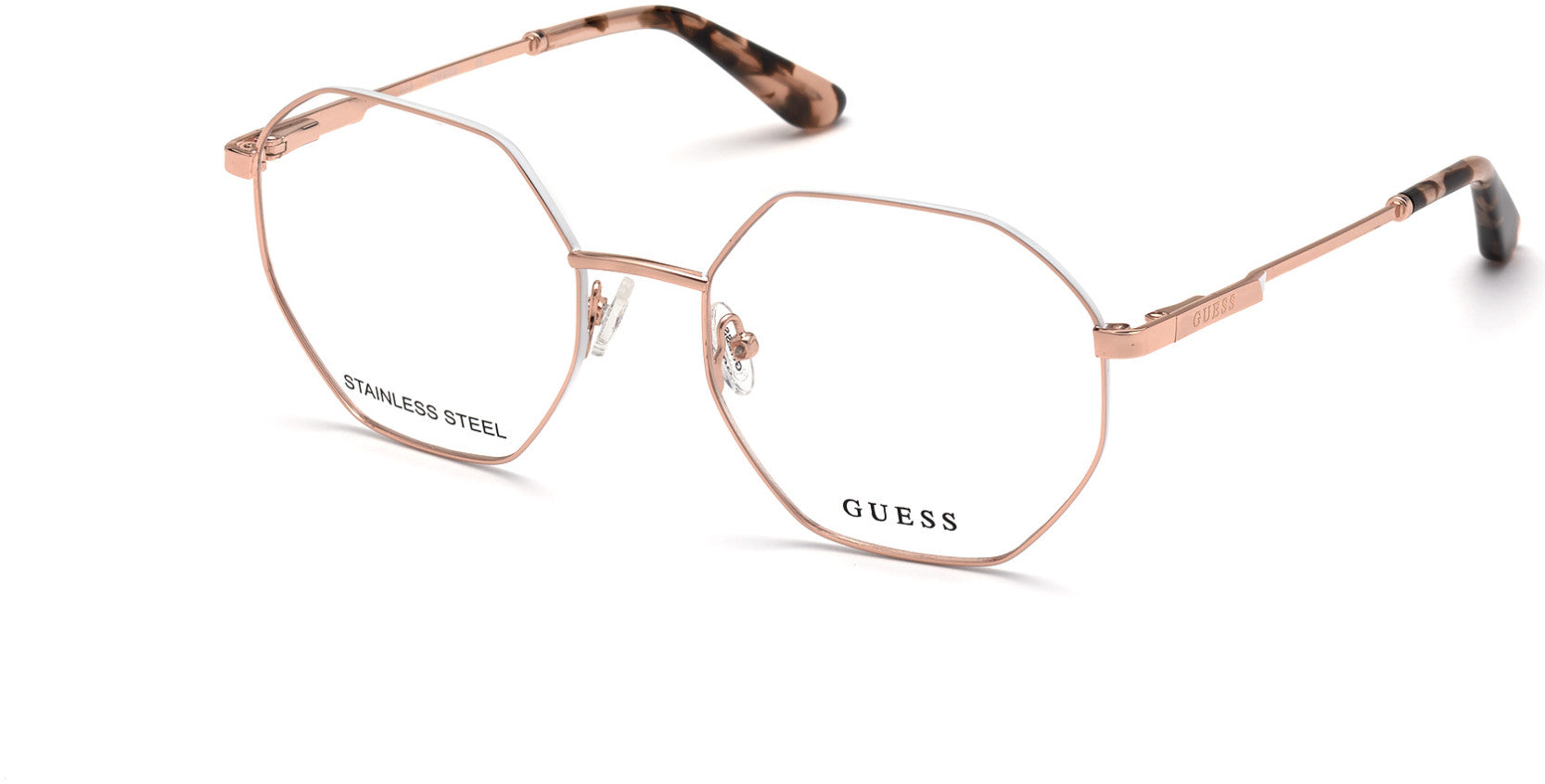 Guess GU2849 Geometric Eyeglasses 028-028 - Shiny Rose Gold