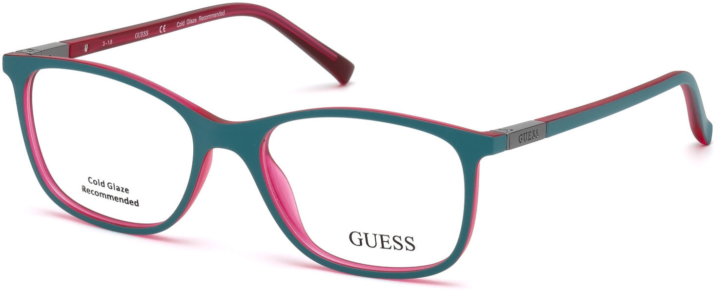 Guess GU3004 Geometric Eyeglasses 088-088 - Matte Turquoise