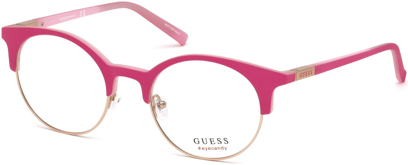 Guess GU3025 Browline Eyeglasses 073-073 - Matte Pink