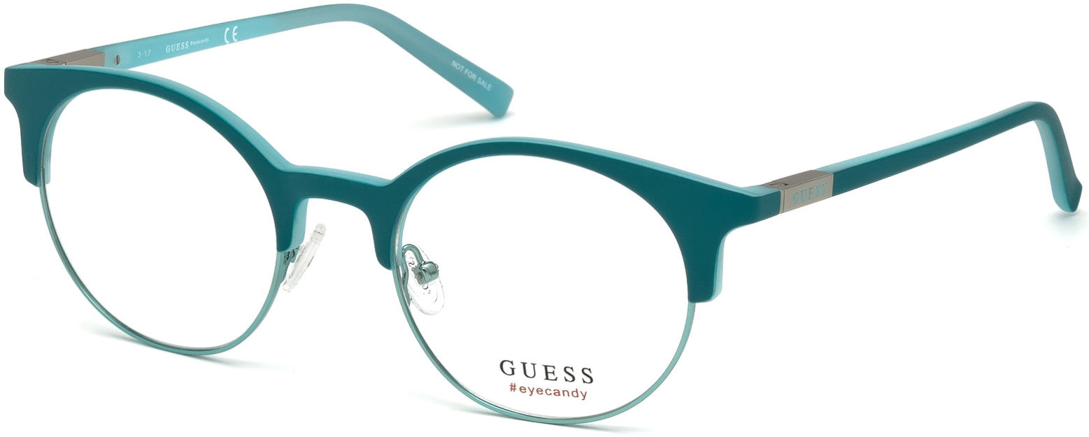 Guess GU3025 Browline Eyeglasses 088-088 - Matte Turquoise