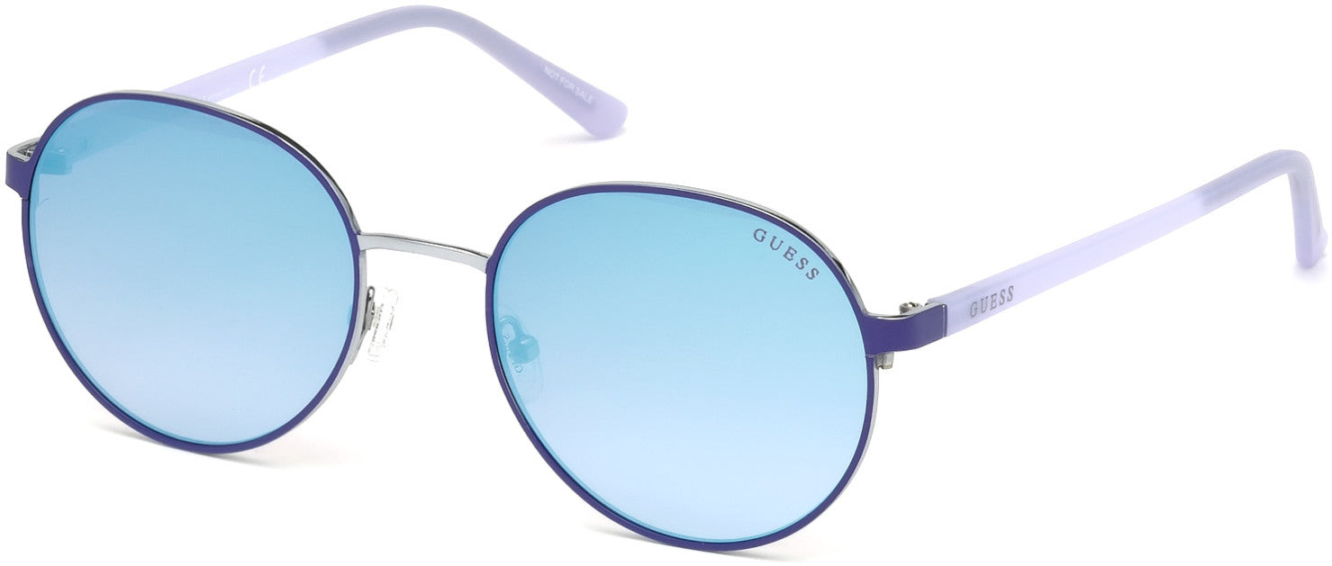 Guess GU3027 Round Sunglasses 91W-91W - Matte Blue / Gradient Blue