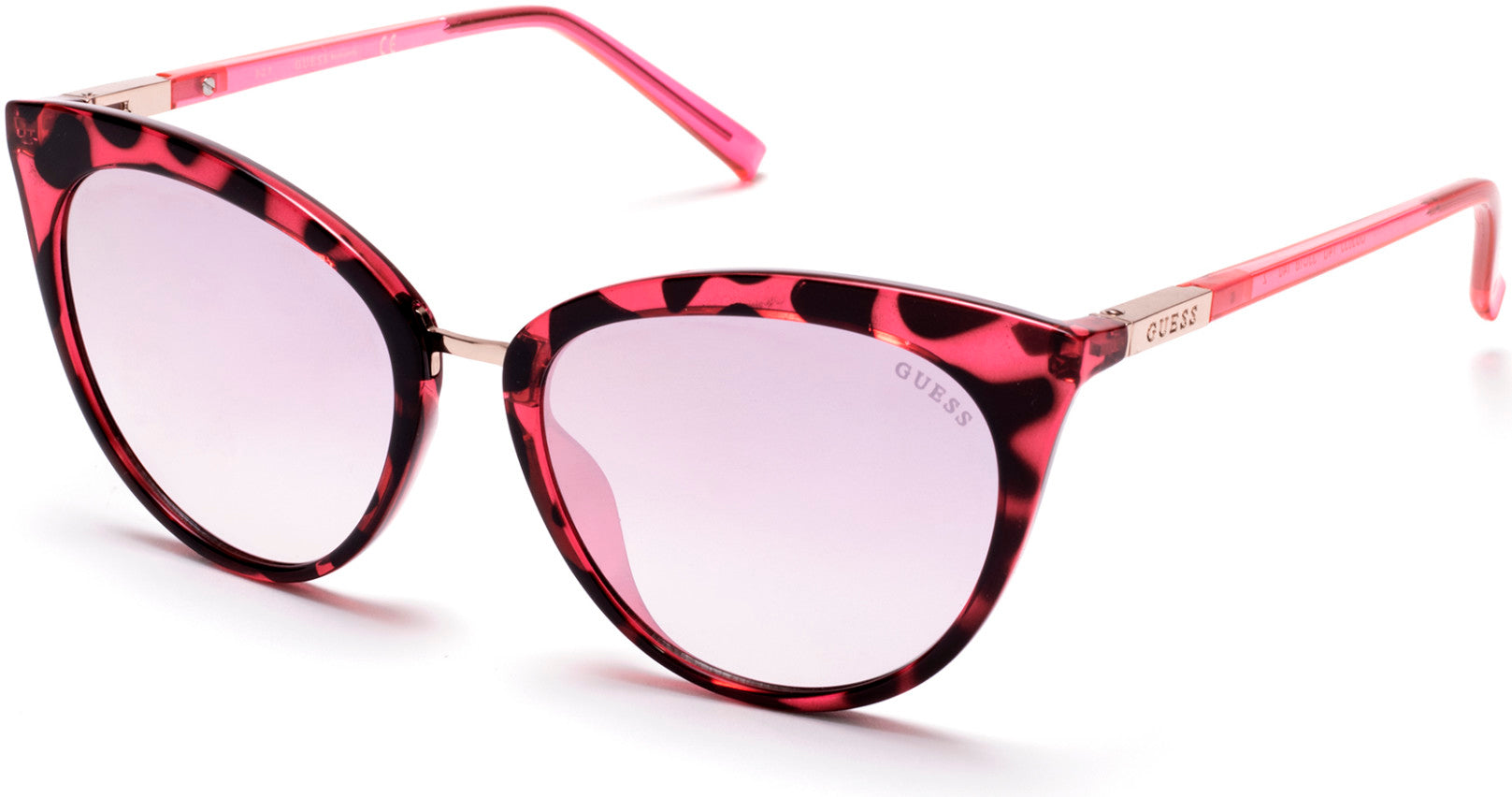 Guess GU3035 Cat Sunglasses 74U-74U - Pink /other / Bordeaux Mirror